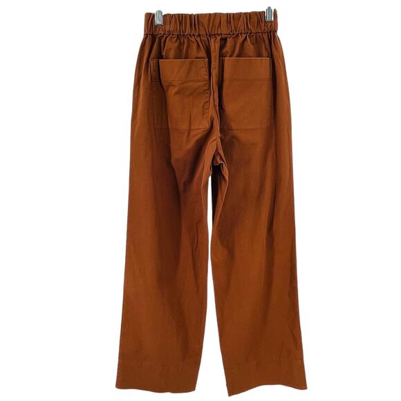 Everlane Brown Organic Cotton Elastic Waist Pull On WideLeg Pants 0 NWT - Picture 3 of 11